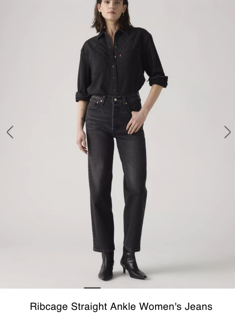 Levi's Ribcage Straight Ankle Jeans - Black Wash